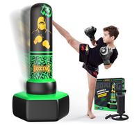 ODOSOLA Saco de boxeo inflable de 67 pulgadas, independiente para niños de 3 a 12 años, juego de boxeo resistente para karate y taekwondo, bolsa de boxeo estable, juguete activo para niños, regalo de