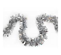 Odot 10 Piezas Espumillón Arbol de Navidad Guirnalda Lunares Navidad de Oropel Brillantes, Decoracion Navideña para Ventana Pared Escalera Boda Fiesta Interior y Exterior (Plateado,2m)