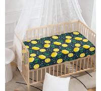 Odot 130x70cm Sábana Bajera Cuna Bebe, Patrón Limón Sabanas Carrito Bebe Sábana Bajera Capazo Sabanas Minicuna Bebe Suave Transpirable Sábana Bajera Ajustable para Niña y Niño (fruta de limon)