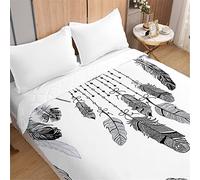 Odot 3D Atrapasueños Patrón Colcha Bouti Invierno Cama 90/150 Acolchada Colchas Cubre Cama Individual o Matrimonio Multiusos Ligera y Suave Colcha Cama (Plumas Blancas,150x200cm)