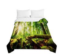 Odot 3D Colcha Bouti Cama 90/135/150, Bosque Paisaje Patrón Colchas Invierno y Verano Cubre Cama Individual o Matrimonio Suave Cubrecama Manta para Sofa Multiusos (220x240cm,Árbol)