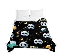 Odot 3D Fútbol Patrón Colcha Bouti Invierno Cama 90/150 Acolchada Colchas Cubre Cama Individual o Matrimonio Multiusos Ligera y Suave Colcha Cama (100x150cm,Universo Planeta)