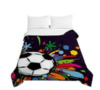 Odot 3D Fútbol Patrón Colcha Bouti Invierno Cama 90/150 Acolchada Colchas Cubre Cama Individual o Matrimonio Multiusos Ligera y Suave Colcha Cama (100x150cm,Graffiti Colorido)
