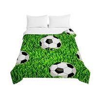 Odot 3D Fútbol Patrón Colcha Bouti Invierno Cama 90/150 Acolchada Colchas Cubre Cama Individual o Matrimonio Multiusos Ligera y Suave Colcha Cama (180x220cm,Césped Verde)