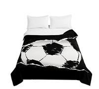 Odot 3D Fútbol Patrón Colcha Bouti Invierno Cama 90/150 Acolchada Colchas Cubre Cama Individual o Matrimonio Multiusos Ligera y Suave Colcha Cama (150x200cm,Fútbol Negro)