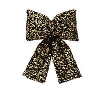 Odot 6 Piezas Lazos Navideños para Árbol Pequeño, Lazos XXL para Árbol de Navidad en Color i Rojo Decoración del Hogar para Puerta, Pared, Corona, Salón, Fiesta, Boda (LP7 Negro y Oro,10 * 16cm)