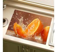 Odot Absorbente Alfombrilla Escurreplatos, Motivo Frutal Alfombrilla Cafetera Secado Rápido Bayeta Escurreplatos Estera Fregadero para Encimera de Cocina (40x50cm,Naranja)