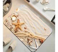 Odot Alfombra Baño Secado Rápido Alfombrilla de Baño Antideslizante de Piedra Diatomita Súper Absorbente Alfombra Felpudo Suaves para bañera, Ducha y Cocina, Azul Océano (Playa,50x80cm)