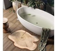 Odot Alfombra Baño Secado Rápido Alfombrilla de Baño Antideslizante de Piedra Diatomita Súper Absorbente Alfombra Felpudo Suaves para bañera, Ducha y Cocina, Grano Madera (Beige,50x80cm)