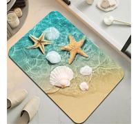 Odot Alfombra Baño Secado Rápido Alfombrilla de Baño Antideslizante de Piedra Diatomita Súper Absorbente Alfombra Felpudo Suaves para bañera, Ducha y Cocina, Azul Océano (Caparazón,40x60cm)