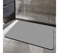 Odot Alfombra Baño Secado Rápido Alfombrilla de Baño Color Sólido Minimalista Antideslizante de Piedra Diatomita Súper Absorbente Alfombra Felpudo Suaves para bañera, Ducha (Gris,60x90cm)