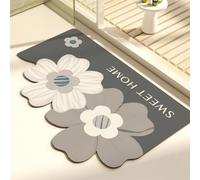 Odot Alfombra Baño Secado Rápido Alfombrilla de Baño Estampado Floral Dulce Antideslizante de Piedra Diatomita Súper Absorbente Alfombra de Baño Felpudo Suaves y Delgadas (Gris,50x80cm)