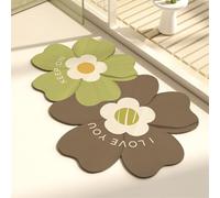 Odot Alfombra Baño Secado Rápido Alfombrilla de Baño Estampado Floral Dulce Antideslizante de Piedra Diatomita Súper Absorbente Alfombra de Baño Felpudo Suaves y Delgadas (Marrón,50x80cm)
