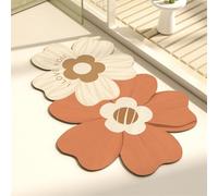 Odot Alfombra Baño Secado Rápido Alfombrilla de Baño Estampado Floral Dulce Antideslizante de Piedra Diatomita Súper Absorbente Alfombra de Baño Felpudo Suaves y Delgadas (Naranja 2,80x120cm)