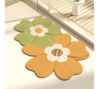 Odot Alfombra Baño Secado Rápido Alfombrilla de Baño Estampado Floral Dulce Antideslizante de Piedra Diatomita Súper Absorbente Alfombra de Baño Felpudo Suaves y Delgadas (Amarillo 2,60x90cm)