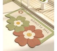 Odot Alfombra Baño Secado Rápido Alfombrilla de Baño Estampado Floral Dulce Antideslizante de Piedra Diatomita Súper Absorbente Alfombra de Baño Felpudo Suaves y Delgadas (Naranja 1,60x90cm)