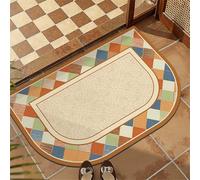 Odot Alfombra Baño Secado Rápido Alfombrilla de Baño Estilo de Rompecabezas Pastoral Antideslizante de Piedra Diatomita Súper Absorbente Alfombra de Baño Felpudo Suaves (Beige 1,40x60cm)