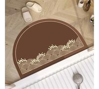 Odot Alfombra Baño Secado Rápido Alfombrilla de Baño Impresión de Onda Semicircular Antideslizante de Piedra Diatomita Súper Absorbente Alfombra de Baño Felpudo Suaves y Delgadas (Marrón,80x120cm)