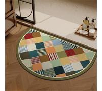 Odot Alfombra Baño Secado Rápido Alfombrilla de Baño Impresión de Rompecabezas Semicircular Antideslizante de Piedra Diatomita Súper Absorbente Alfombra de Baño Felpudo Suaves (Verde,60x90cm)