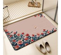 Odot Alfombra Baño Secado Rápido Alfombrilla de Baño Pintura al óleo de Margaritas Antideslizante de Piedra Diatomita Súper Absorbente Alfombra de Baño Felpudo Suaves (Rosa 2,50x80cm)