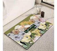Odot Alfombra Baño Secado Rápido Alfombrilla de Baño Plantas de Pintura al óleo Antideslizante de Piedra Diatomita Súper Absorbente Alfombra de Baño Felpudo Suaves (Rosa 1,45x70cm)