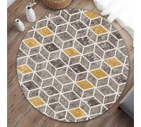 Odot Alfombra para Silla de Escritorio Redonda, Alfombra Protectora Suelo Silla Ruedas Antideslizante Gaming, Tapete de Protección de Oficina,para Suelos Duros Parqué (Cubos Dorados,140cm)