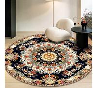 Odot Alfombra para Silla de Escritorio Redonda, Estilo Retro Alfombra Protectora Suelo Silla Ruedas Antideslizante Gaming,Tapete de Protección de Oficina para Suelos (Flor Bohemia Negra,120cm)