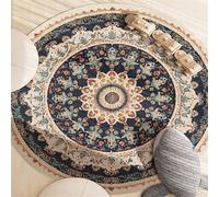 Odot Alfombra para Silla de Escritorio Redonda, Estilo Retro Alfombra Protectora Suelo Silla Ruedas Antideslizante Gaming, Tapete de Protección de Oficina para Suelos (Mandala Negro,140cm)