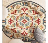 Odot Alfombra para Silla de Escritorio Redonda, Estilo Retro Alfombra Protectora Suelo Silla Ruedas Antideslizante Gaming, Tapete de Protección de Oficina para Suelos (Mandala Beige,140cm)