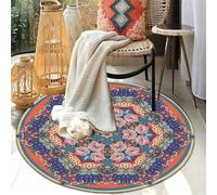 Odot Alfombra para Silla de Escritorio Redonda, Estilo Retro Alfombra Protectora Suelo Silla Ruedas Antideslizante Gaming, Tapete de Protección de Oficina para Suelos (Estilo étnico Floral,140cm)