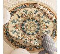 Odot Alfombra para Silla de Escritorio Redonda, Estilo Retro Alfombra Protectora Suelo Silla Ruedas Antideslizante Gaming, Tapete de Protección de Oficina para Suelos (Mandala Naranja,120cm)