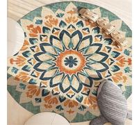 Odot Alfombra para Silla de Escritorio Redonda, Estilo Retro Alfombra Protectora Suelo Silla Ruedas Antideslizante Gaming, Tapete de Protección de Oficina para Suelos (Mandala Verde,60cm)