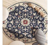 Odot Alfombra para Silla de Escritorio Redonda, Estilo Retro Alfombra Protectora Suelo Silla Ruedas Antideslizante Gaming, Tapete de Protección de Oficina para Suelos (Mandala Azul Marino,120cm)