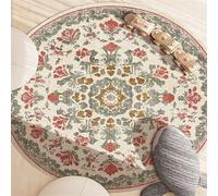 Odot Alfombra para Silla de Escritorio Redonda, Estilo Retro Alfombra Protectora Suelo Silla Ruedas Antideslizante Gaming, Tapete de Protección de Oficina para Suelos (Mandala Rojo,120cm)