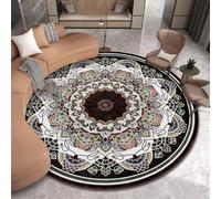Odot Alfombra para Silla de Escritorio Redonda, Estilo Retro Alfombra Protectora Suelo Silla Ruedas Antideslizante Gaming,Tapete de Protección de Oficina para Suelos (Mandala de Planta Blanca,60cm)