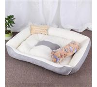 Odot Cama Peluche Perro para Grande Medianos Pequeños, Cama Ortopédica Rectángulo Cojín para Gatos de Felpa, Impresión Hueso Mascotas Sofá, con Base Antideslizante, Lavable (Gris,L)