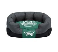 Odot Cama Peluche Perro para Grande Medianos Pequeños, Cama Ortopédica Rectángulo Cojín para Gatos de Felpa, Impresión Hueso Mascotas Sofá, con Base Antideslizante, Lavable (Gris Verde,L)