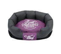 Odot Cama Peluche Perro para Grande Medianos Pequeños, Cama Ortopédica Rectángulo Cojín para Gatos de Felpa, Impresión Hueso Mascotas Sofá, con Base Antideslizante, Lavable (Gris Morado,M)