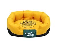 Odot Cama Peluche Perro para Grande Medianos Pequeños, Cama Ortopédica Rectángulo Cojín para Gatos de Felpa, Impresión Hueso Mascotas Sofá, con Base Antideslizante, Lavable (Amarillo,S)