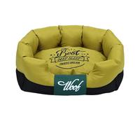 Odot Cama Peluche Perro para Grande Medianos Pequeños, Cama Ortopédica Rectángulo Cojín para Gatos de Felpa, Impresión Hueso Mascotas Sofá, con Base Antideslizante, Lavable (Amarillo Jengibre,L)