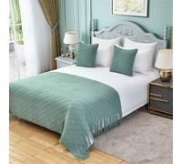 Odot Camino de Cama y Cojines a Juego, Bufanda de Cama con Cojines Pañuelos de Cama Suave Protector Decoration para Hogar Habitación y Hotel-Plaid (127x172+45cm,Verde)