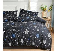 Odot Cielo Estrellado 3 Piezas Ropa de Cama,Juegos de Funda para Edredón con Funda de Nórdico y 2 Funda de Almohada, Juego Ropa de Cama para Cama Infantil y Matrimonio (220x240cm,Estrellas Azules)