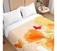 Odot Colcha Bouti Cama 90/135/150 Invierno, Elegante Tulipán Impresión Acolchada Colchas Cubre Cama Individual o Matrimonio Multiusos Ligera y Suave Colcha Cama (230x280cm,Naranja Grafiti)