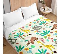 Odot Colcha Bouti Cama 90/135/150 Juvenil Infantil, Impresión Perezoso Acolchada Colchas Cubre Cama Individual o Matrimonio Multiusos Suave y Ligera Colcha Cama (Zoológico Tropical,180x220cm)