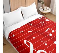 Odot Colcha Cama 90/135/150 Juvenil Infantil, Acolchada Colchas Cubre Cama Individual o Matrimonio Multiusos Suave y Ligera Colcha Cama, Estampado Notas de Piano (Rayas Rojas,230x280cm)