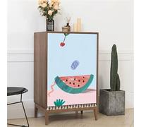 Odot Cortina Gabinete, Impresión Fruta Cortinas Cocina Cortas con Borla Elegante Prueba de Polvo con Hebilla de Nailon para Hogar Salón Dormitorio Panel de Pared (Sandía Rosa,60x70cm)