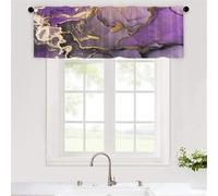Odot Cortinas Cocina, 3D Geometría del Mármol Cortinas Semitransparente Moderno y Visillos Cortos para Ventanas, 1 Panel Poliéster Cortina Cocina para Baño Pequeñas Ventanas (Morado,W137xH45cm)