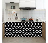 Odot Cortinas Cocina Cortas,Gabinete de Zapatos y Debajo del Fregadero Cortina Cocina, Geométrico No Poroso Sombreado Cortina Cocina Puerta,para Salón Dormitorio Doméstica (Negro Blanco,60x90cm)
