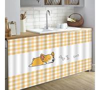 Odot Cortinas Cocina Cortas, Gabinete de Zapatos y Debajo del Fregadero Cortina Cocina, Moderno No Poroso Sombreado Cortina Cocina Puerta para Salón, Dormitorio (Corgi,W50xH70cm)