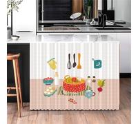 Odot Cortinas Cocina Cortas Imprimir,Gabinete de Zapatos y Debajo del Fregadero Cortina Cocina,No Poroso Sombreado Cortina Cocina Puerta,para Salón Dormitorio Doméstica (Comida,70x90cm)